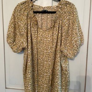 SHEIN Summer Mustard Yellow w Flowers Shirt 4X NWOT